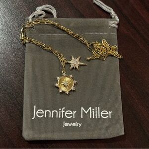 Anthropologie - Jennifer Miller Starburst Charm‎ Gold Necklace, 18"